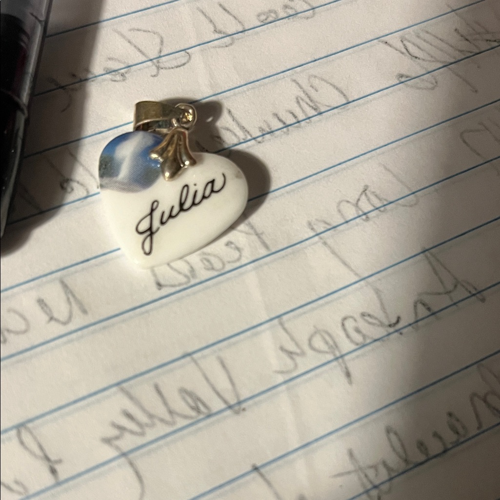 Personalized Heart Pendant Charm In White And Blue 1266